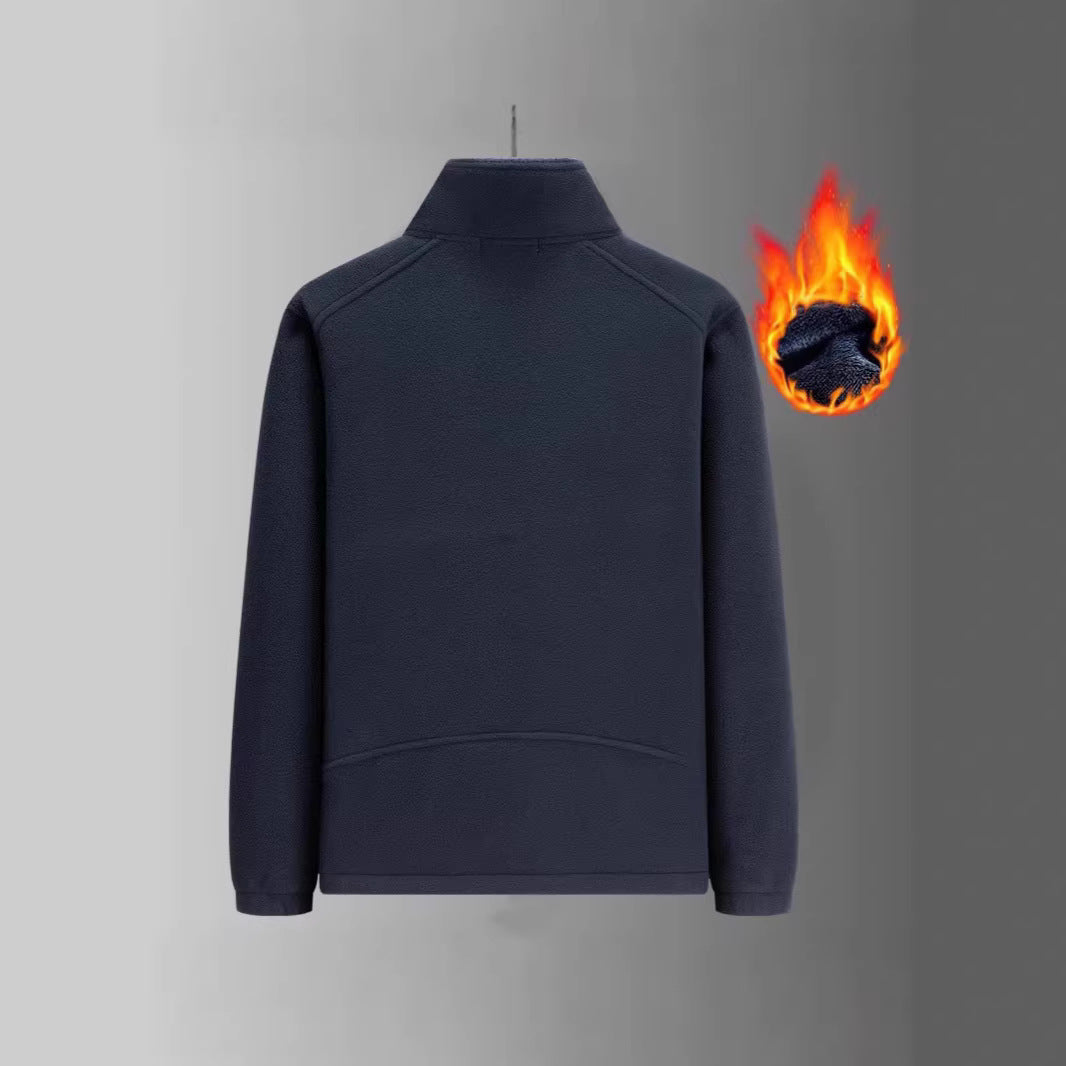 Herren Fleecejacke mit Teddyfutter, Stehkragen und mehreren Reißverschlusstaschen Shop Nory