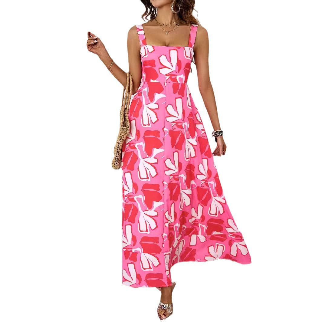 Damen Maxikleid mit modernem Blumendesign und schmeichelnder Silhouette