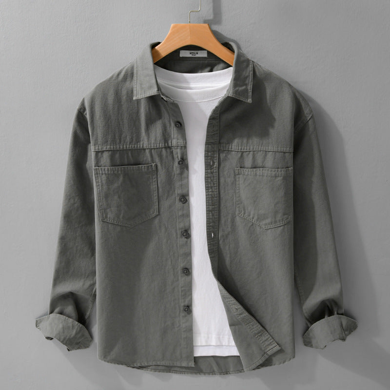 Herren Utility-Hemdjacke aus Baumwolltwill mit verdeckter Knopfleiste und Relaxed-Schnitt Shop Nory