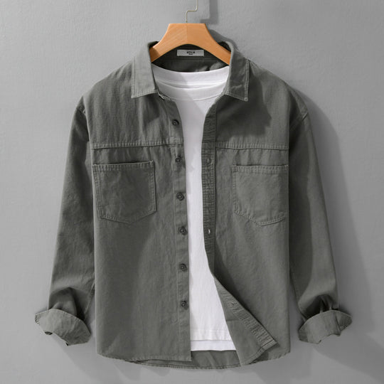 Herren Utility-Hemdjacke aus Baumwolltwill mit verdeckter Knopfleiste und Relaxed-Schnitt Shop Nory
