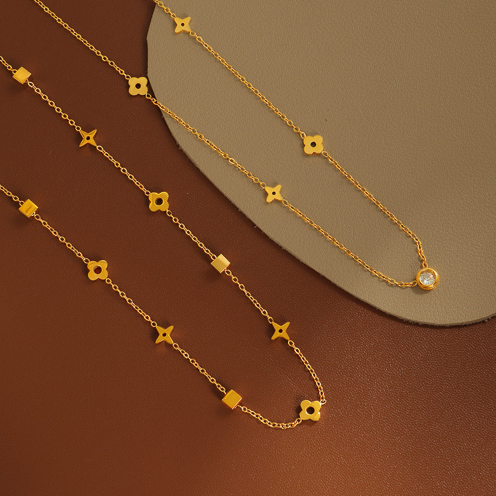 Damen elegante Halskette mit floralem Design und funkelndem Anhänger Shop Nory