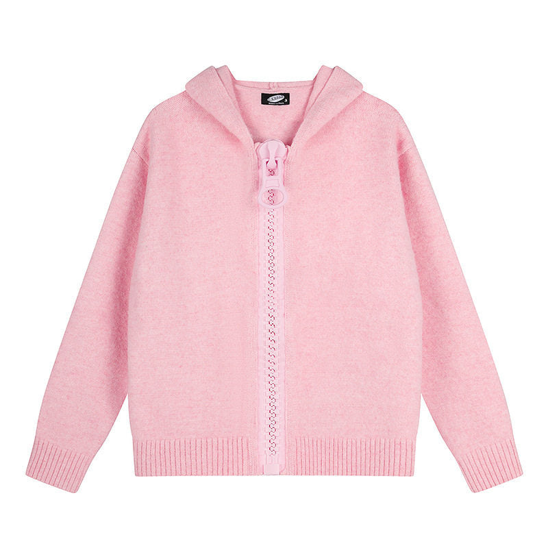 Damen Kapuzen-Strickjacke mit übergroßem Reißverschluss und softem Mohair-Mix Shop Nory