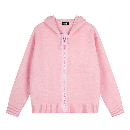 Damen Kapuzen-Strickjacke mit übergroßem Reißverschluss und softem Mohair-Mix Shop Nory