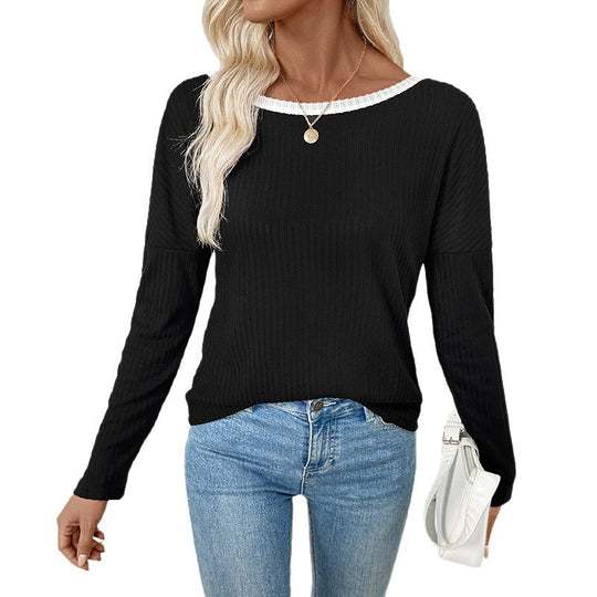 Damen Rückfreies Rippstrick-Longsleeve mit Zierschleifen Shop Nory