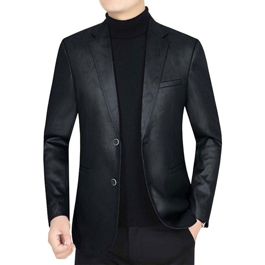 Herren Slim-Fit Sakko in Lederoptik mit fallendem Revers Shop Nory