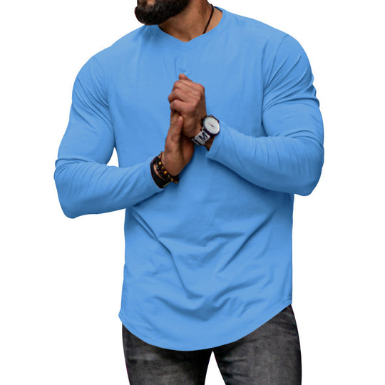 Herren Langarmshirt mit verlängertem Rundsaum und schmalem Schnitt aus elastischem Funktionsjersey Shop Nory
