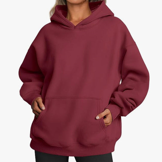 Damen Übergrößen Kapuzenpullover mit praktischen Taschen undlässigem Schnitt