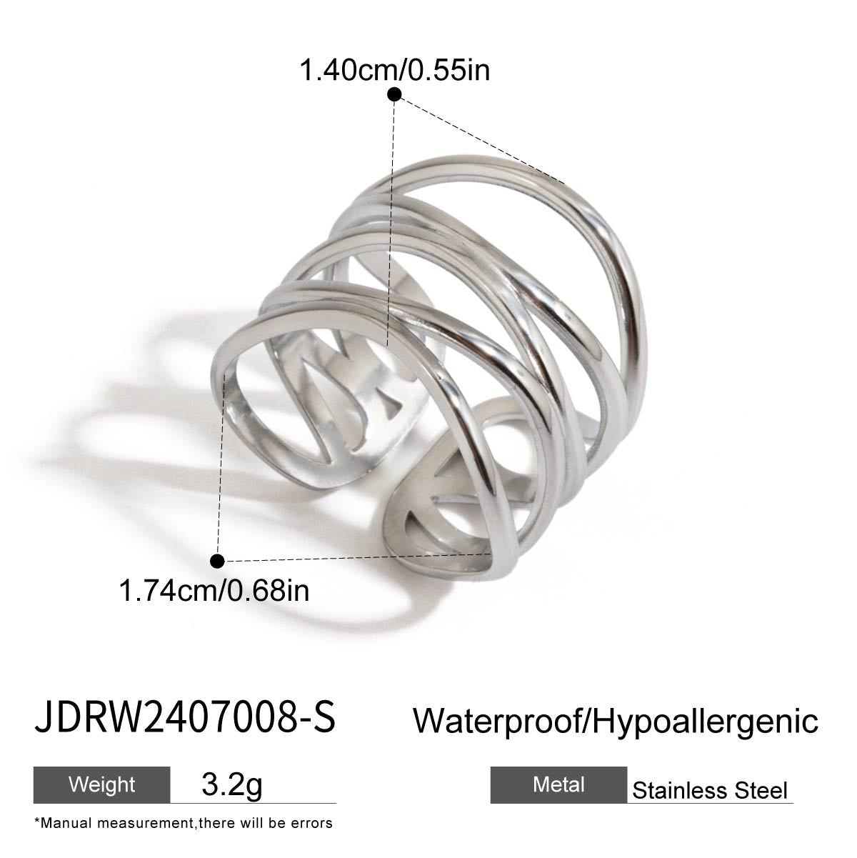 Damen Offener Ring mit elegantem Wellen-Design aus hypoallergenem Edelstahl Shop Nory