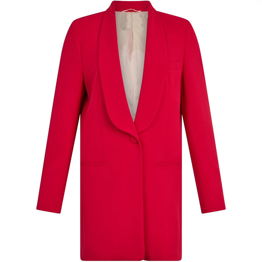 Damen Tailliertes Blazerkleid mit Schalkragen und Ein-Knopf-Verschluss Shop Nory