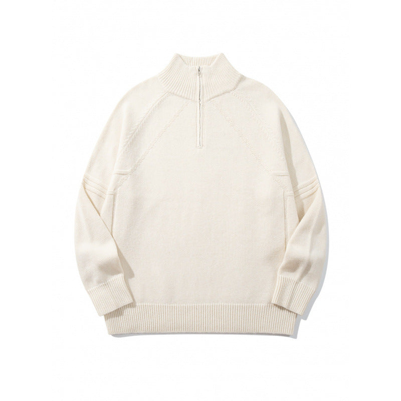 Unisex Strick-Halbzip-Pullover mit hohem Rippkragen und Raglanärmeln Shop Nory