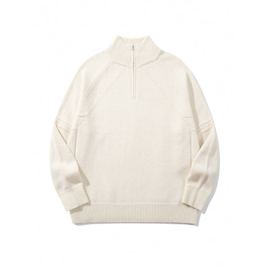Unisex Strick-Halbzip-Pullover mit hohem Rippkragen und Raglanärmeln Shop Nory