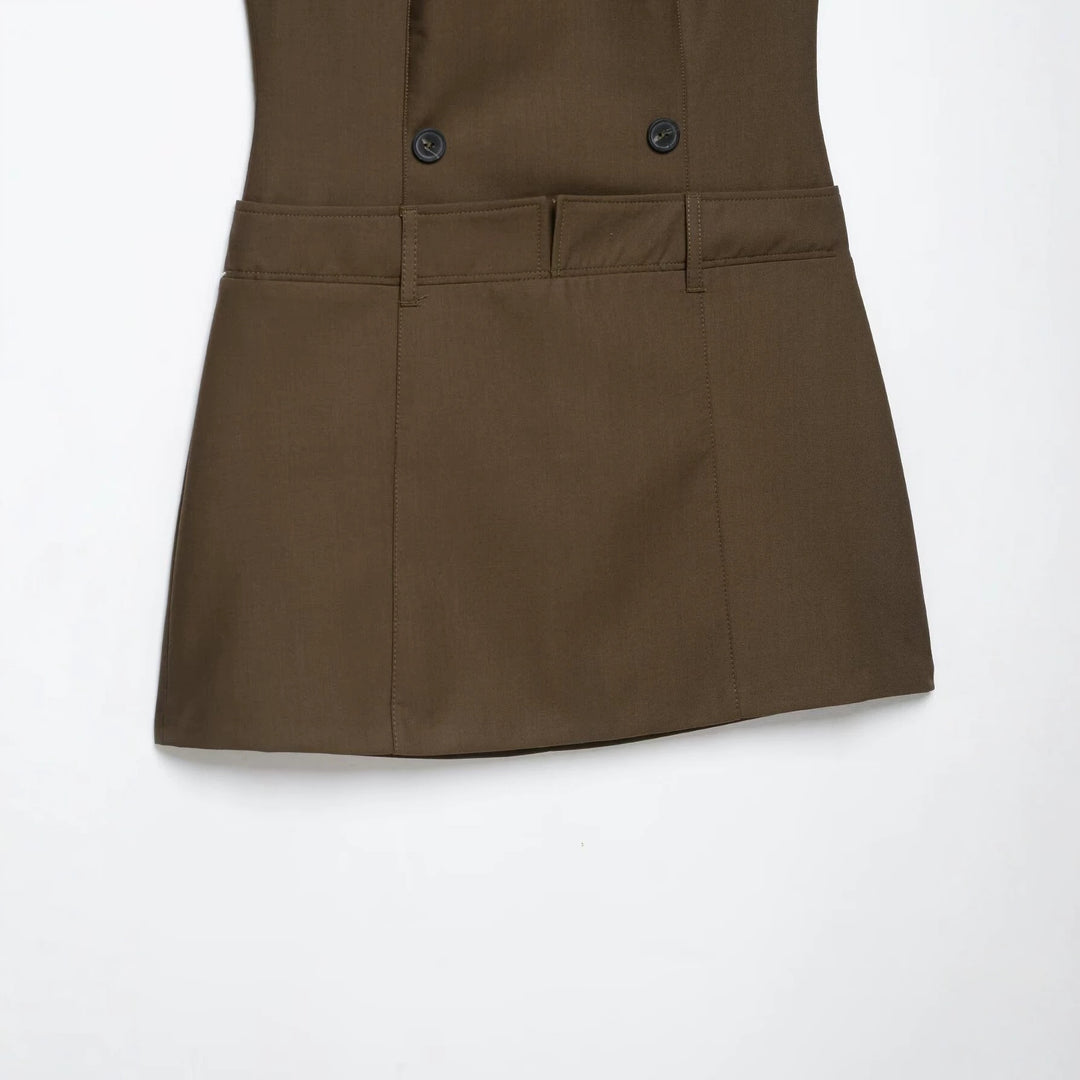 Damen Ärmelloses Pinafore‑Kleid mit doppelreihiger Knopfleiste und taillierter Passform Shop Nory