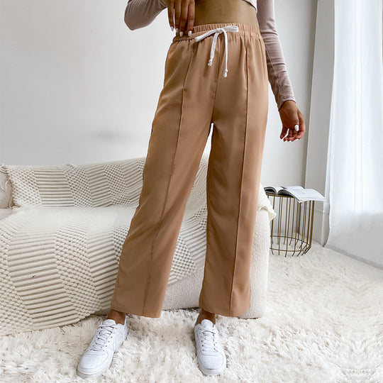 Damen Relaxed-Hose mit Elastikbund, Kordelzug und Bügelfalte Shop Nory