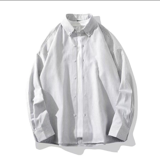 Herren Oversize Button-Down Hemd aus Baumwollmischung mit feinen Nadelstreifen Shop Nory
