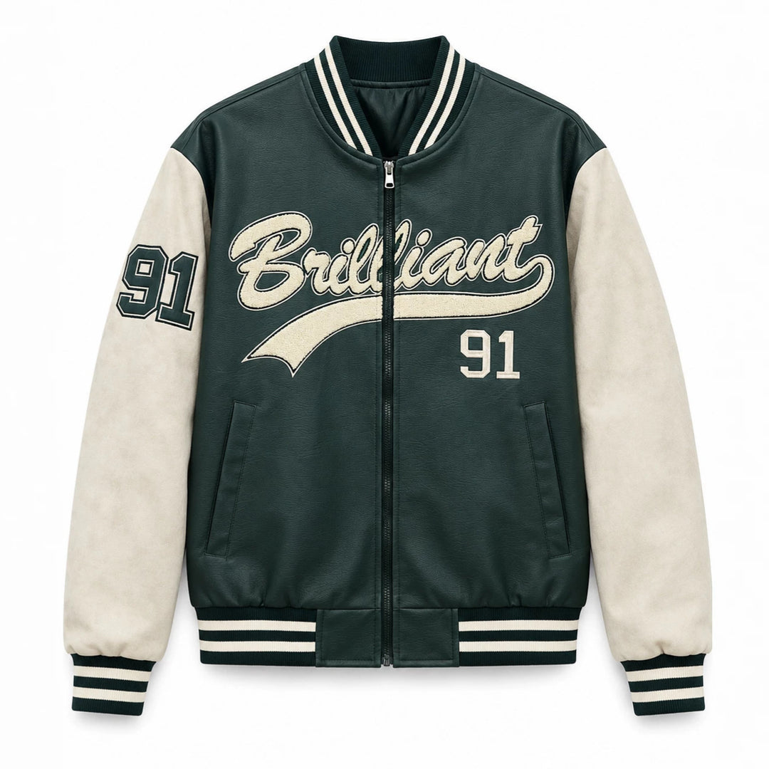Herren Varsity-Bomberjacke im Letterman‑Stil mit Chenille‑Applikationen Shop Nory