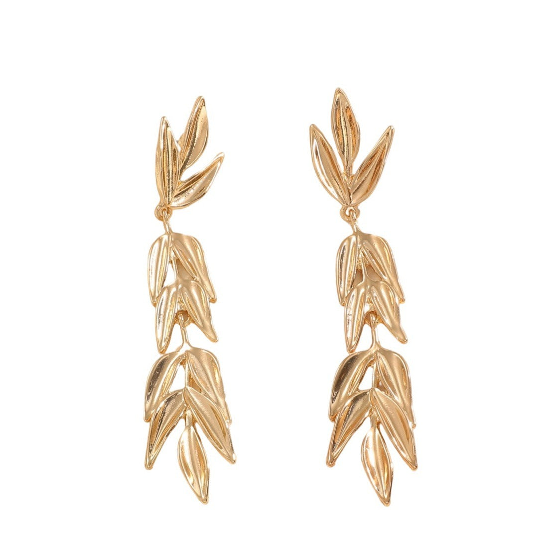 Damen Hängende Ohrringe mit elegantem Blattdesign Shop Nory