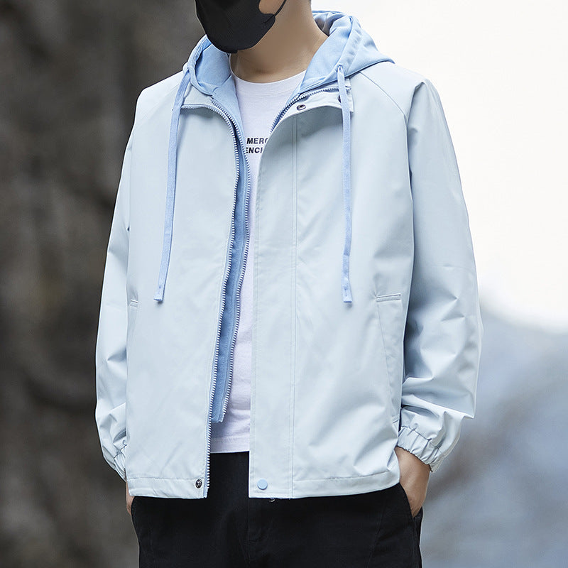 Herren Leichte Regenjacke mit verstellbarem Kapuzenkragen Shop Nory