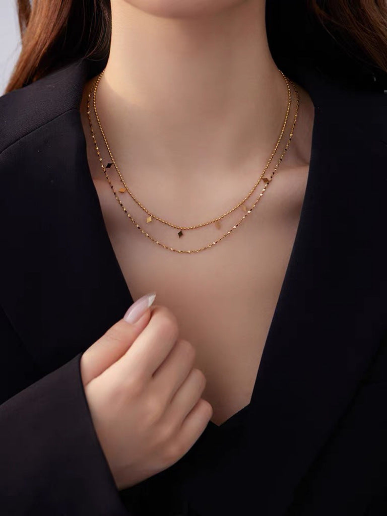 Damen gestapeltes Ketten Halsband mit geometrischen Anhängern Shop Nory