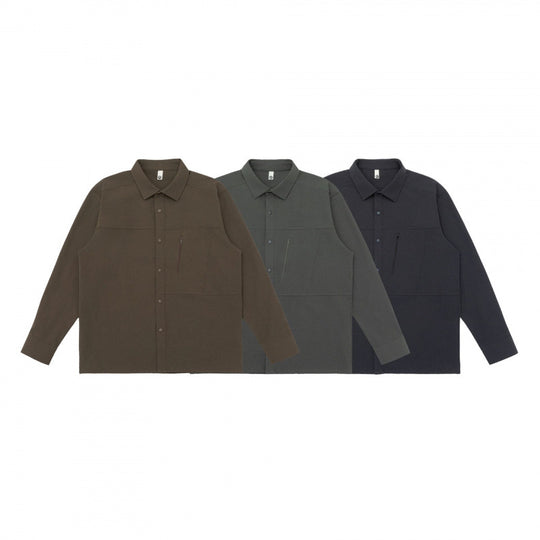 Unisex Boxy-Hemdjacke mit Reißverschluss-Brusttasche und verdeckter Druckknopfleiste Shop Nory