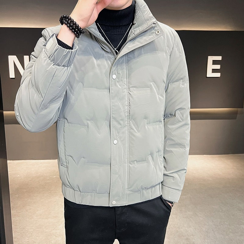 Herren Kurz geschnittene gesteppte Thermojacke mit Stehkragen und verdecktem Reißverschluss Shop Nory