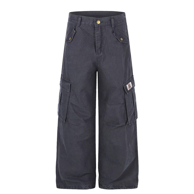 Damen Weite High‑Waist Cargo‑Hose mit großen Klappentaschen und Utility‑Details Shop Nory