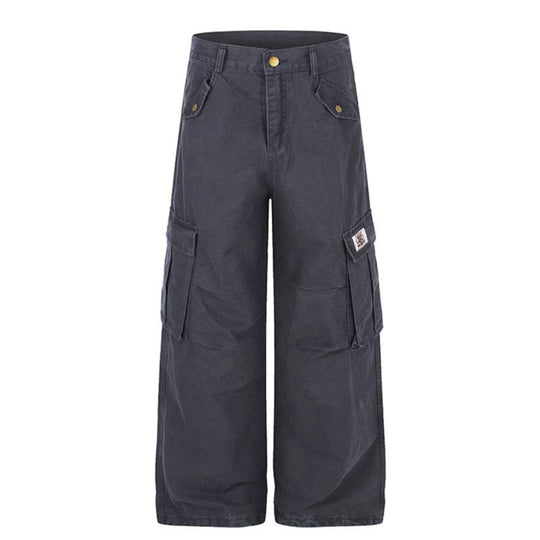 Damen Weite High‑Waist Cargo‑Hose mit großen Klappentaschen und Utility‑Details Shop Nory