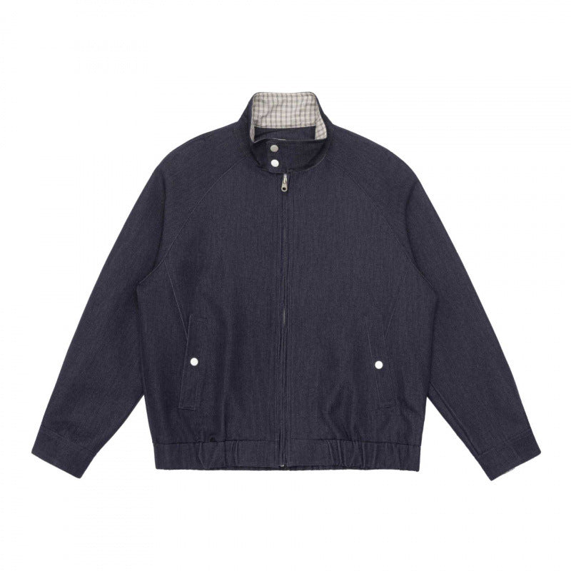 Herren Leicht wattierte Blousonjacke im Bomberstil mit Stehkragen, Karofutter und elastischem Saum Shop Nory