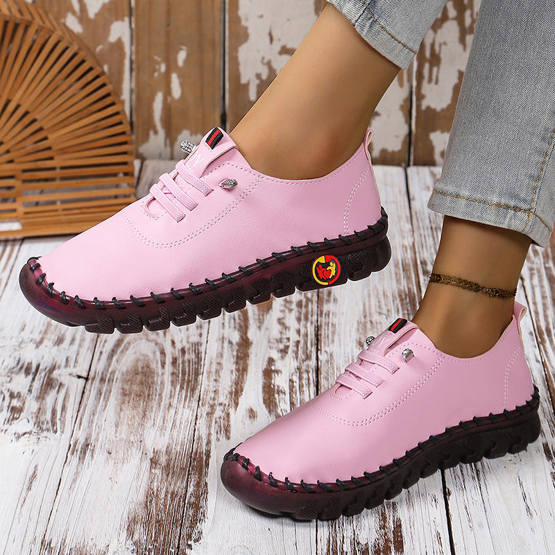 Damen Atmungsaktive und bequeme Freizeitschuhe mit elastischen Schnürsenkeln Shopnory