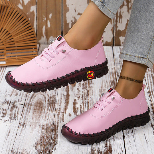 Damen Atmungsaktive und bequeme Freizeitschuhe mit elastischen Schnürsenkeln Shopnory