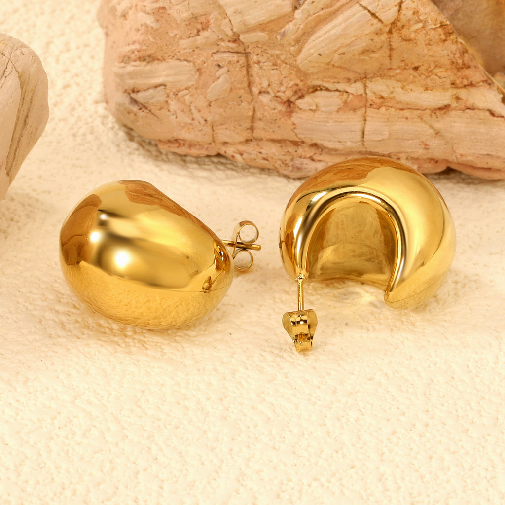 Damen Elegante Creolen mit modernem, geschwungenem Design Shop Nory