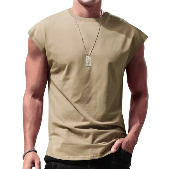 Herren nan lockeres ärmelloses Muskelshirt aus Baumwolljersey mit überschnittener Schulterpartie Shopnory