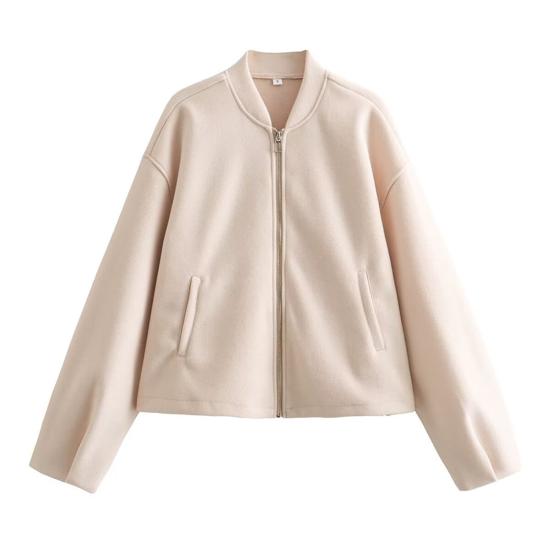 Damen Boxy Wollmix-Zipjacke mit kurzem Saum und Tunnelzug Shop Nory