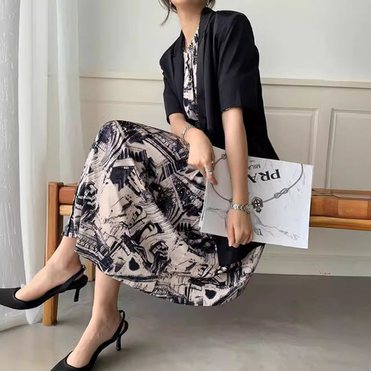 Damen Eleganter Satin-Blazer mit doppelter Knopfleiste Shop Nory
