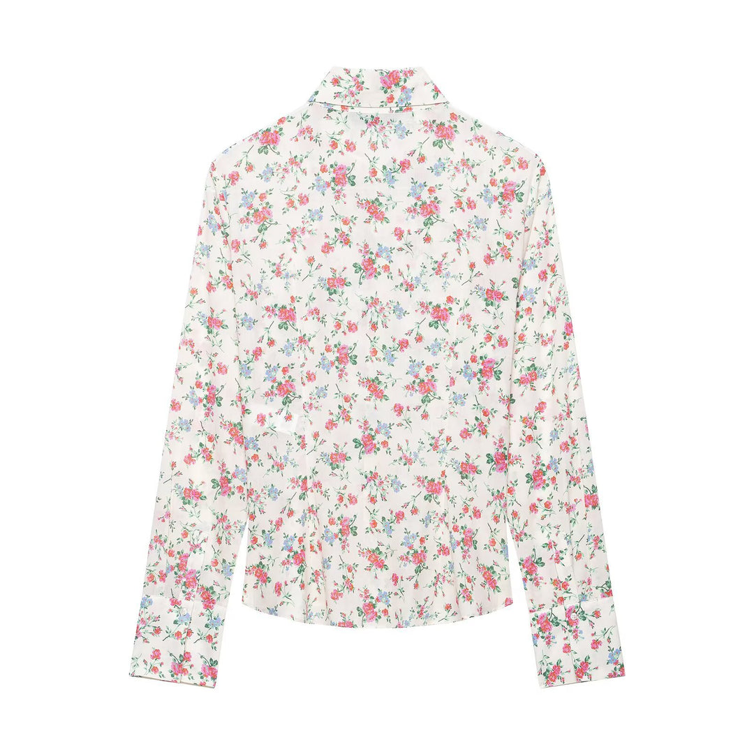 Damen Rüschenbluse mit floralem Allover-Print und Hemdkragen Shop Nory