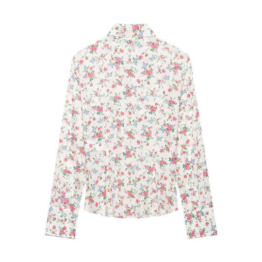 Damen Rüschenbluse mit floralem Allover-Print und Hemdkragen Shop Nory