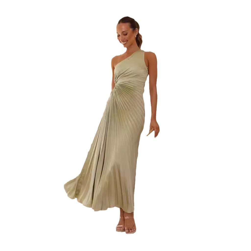 Damen Maxikleid mit Raffiniertem Faltenwurf und Asymmetrischem Design