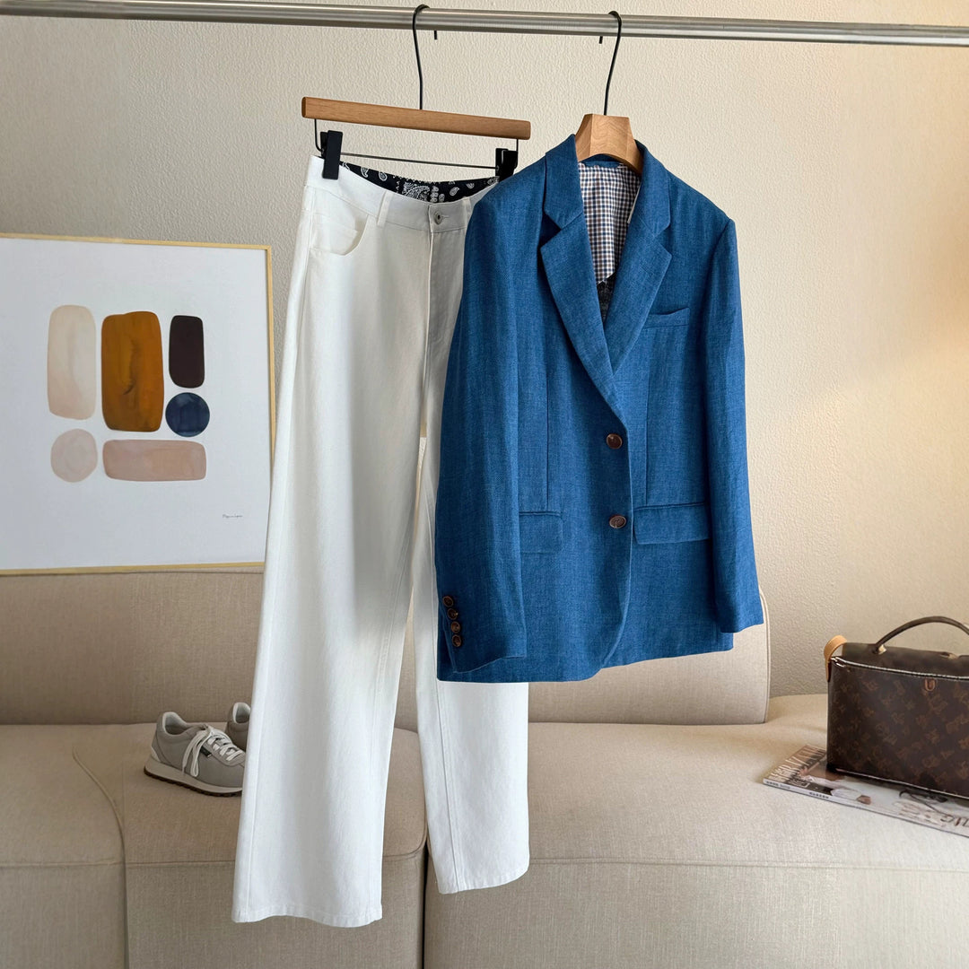 Damen Eleganter Blazer aus hochwertigem Leinen Shop Nory