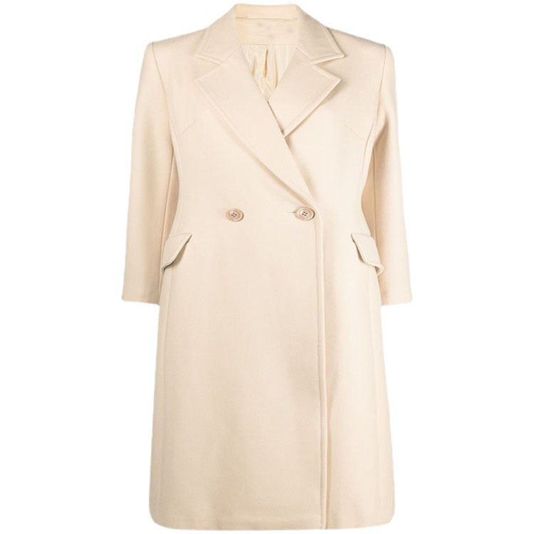 Damen Midilanger Tailoring-Mantel aus Wollmix mit schmalem Revers und kaschierendem Fall Shop Nory