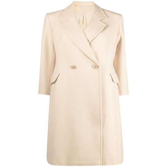 Damen Midilanger Tailoring-Mantel aus Wollmix mit schmalem Revers und kaschierendem Fall Shop Nory