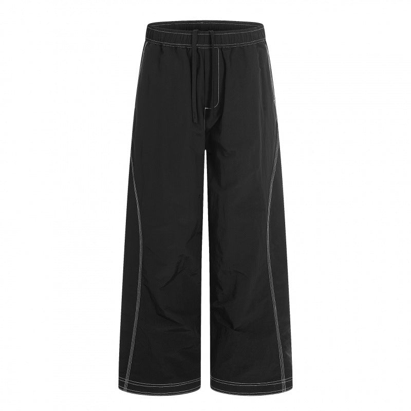 Damen Weite Hose mit elastischem Bund, Kordelzug und kontrastierenden Ziernähten Shop Nory