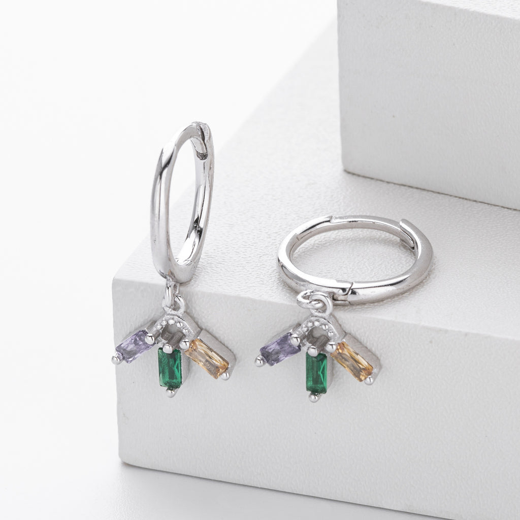 Damen Ohrhänger mit buntem Zirkon-Anhänger und modernem Design Shop Nory