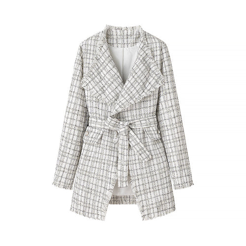 Damen Taillierter Bouclé-Kurzmantel mit Schalkragen und Bindegürtel Shop Nory