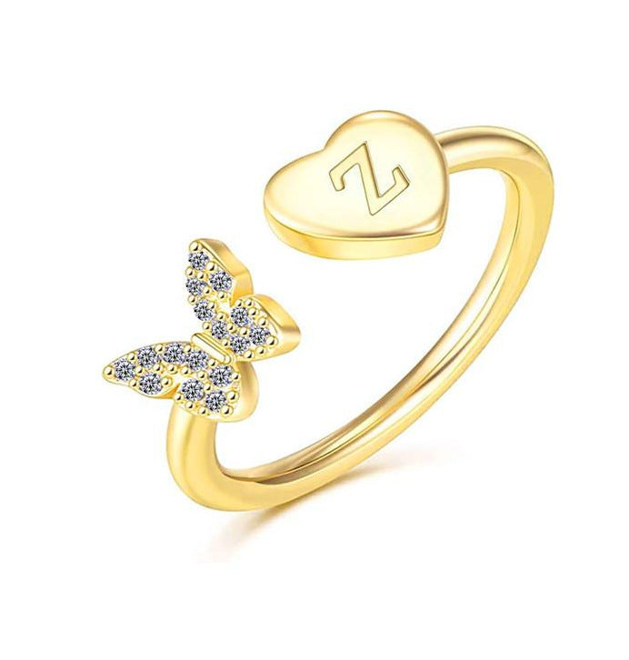 Damen Ring mit Schmetterlingsdesign und Herzmotiv Shop Nory