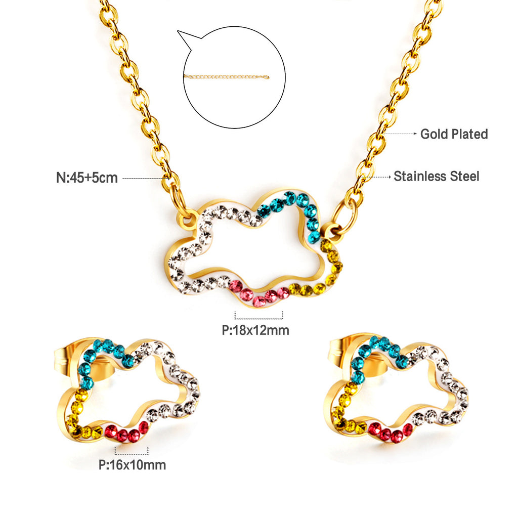 Damen Schmuckset mit funkelnden, bunten Kristallanhängern Shop Nory