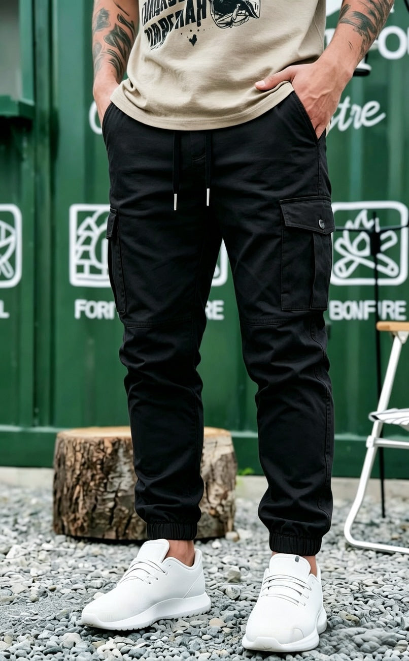 Herren Tapered Cargo-Jogginghose mit elastischem Saum, Kordelzug & Multifunktions‑Taschen Shop Nory