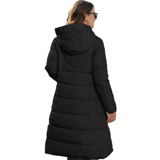 Damen Langer Steppmantel mit Kapuze und Thermofutter Shop Nory