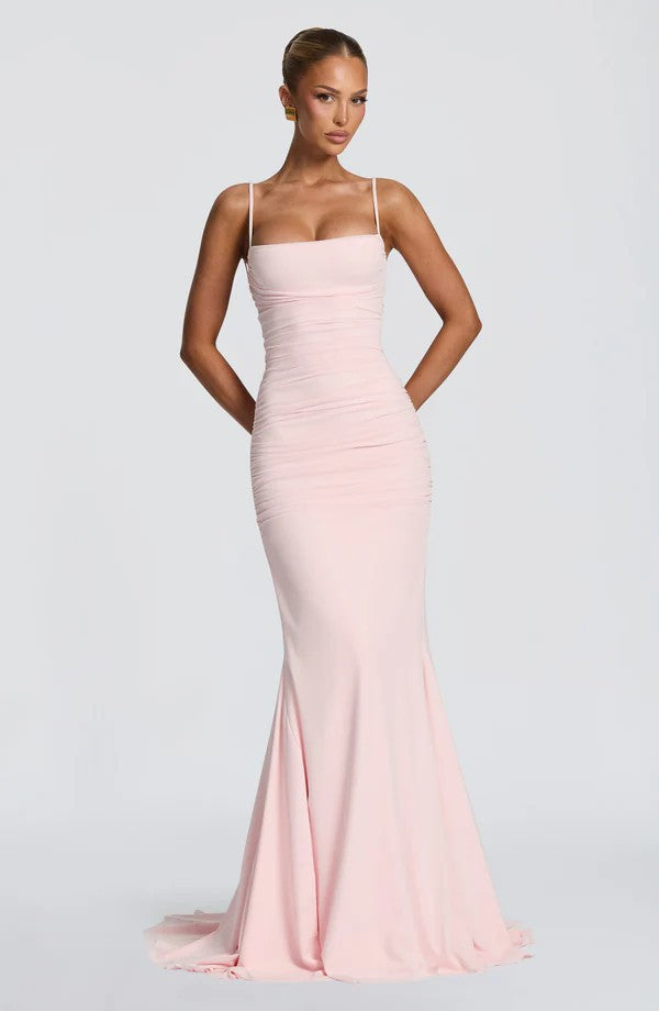 Damen Elegantes Tailliertes Maxikleid mit Raffungen