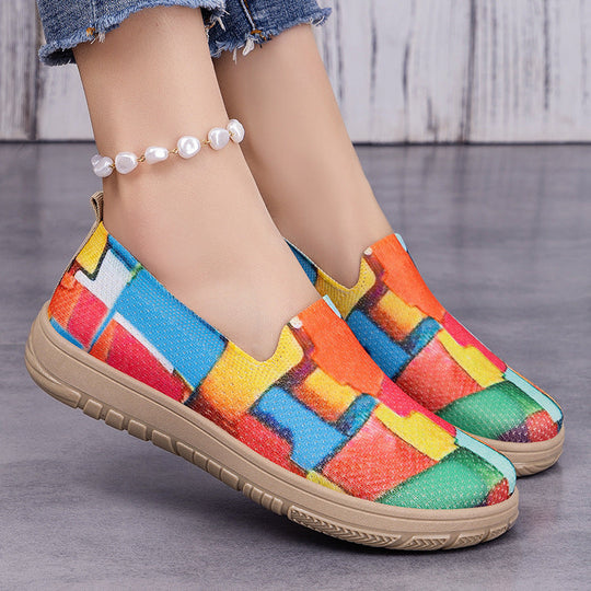 Damen Bunte Slip-On Freizeitschuhe mit Komfort-Einschub