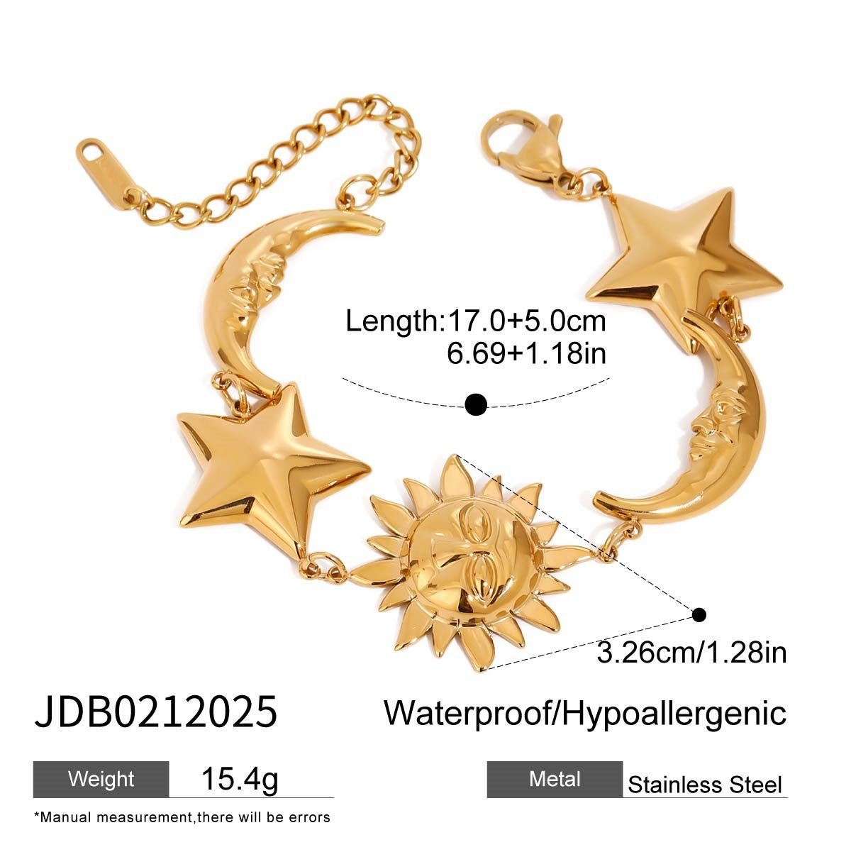 Damen Armband mit bunten Edelstein-Akzenten und goldfarbenem Sonnensymbol Shop Nory