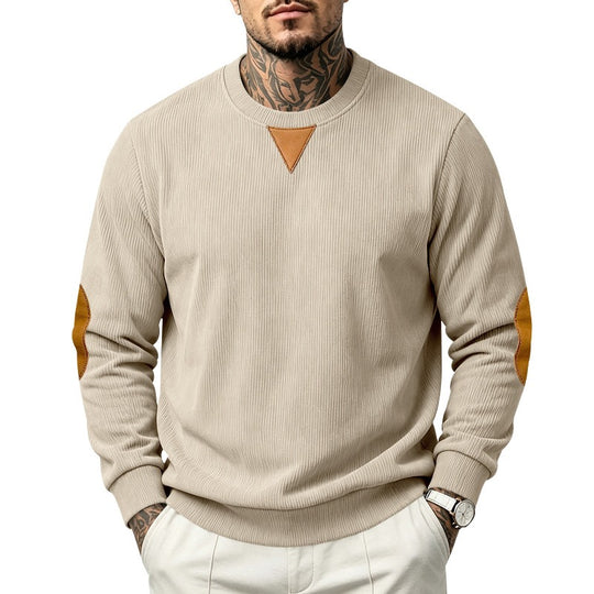Herren Sweatshirt mit Strukturstrick, Ellbogen-Patches und Rundhalsausschnitt Shop Nory